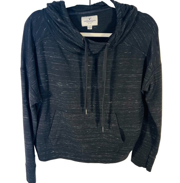 American Eagle Hooded Sweatshirt Women's L Oversized Dolman 3/4 Sleeve Heathered - Picture 1 of 11
